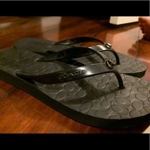 Coach Abigail black flip flops